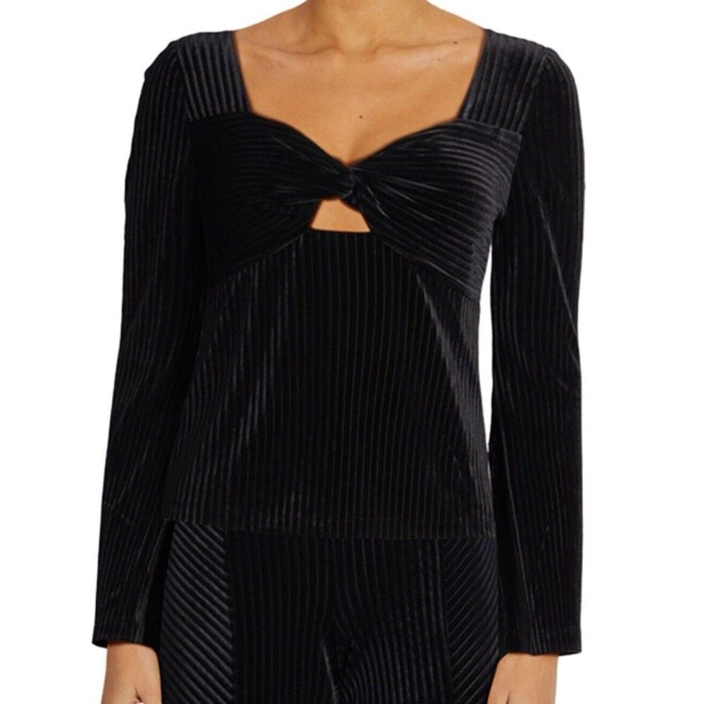 Women's Black Wildfox Cairo Velvet Stripe Top Medium